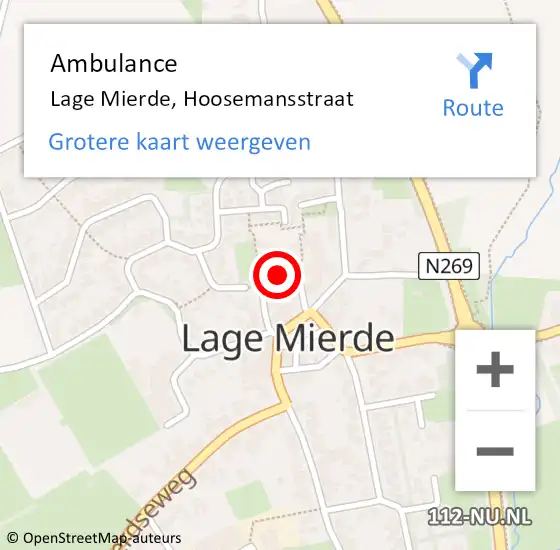 Locatie op kaart van de 112 melding: Ambulance Lage Mierde, Hoosemansstraat op 20 januari 2017 11:40