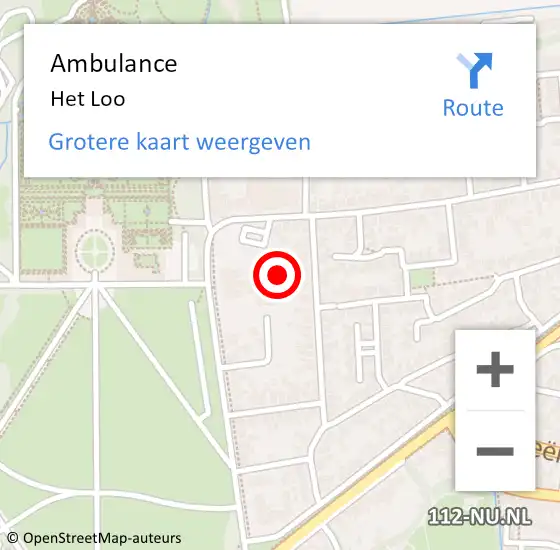 Locatie op kaart van de 112 melding: Ambulance Het Loo op 8 januari 2014 13:52