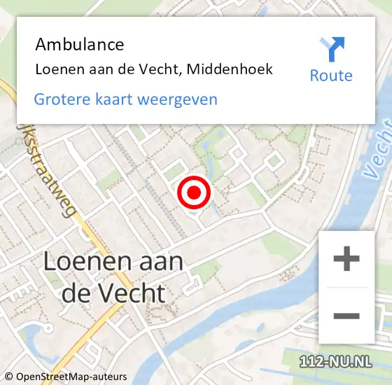 Locatie op kaart van de 112 melding: Ambulance Loenen aan de Vecht, Middenhoek op 20 januari 2017 12:50