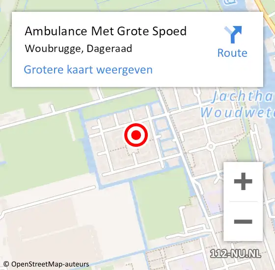 Locatie op kaart van de 112 melding: Ambulance Met Grote Spoed Naar Woubrugge, Dageraad op 20 januari 2017 13:09