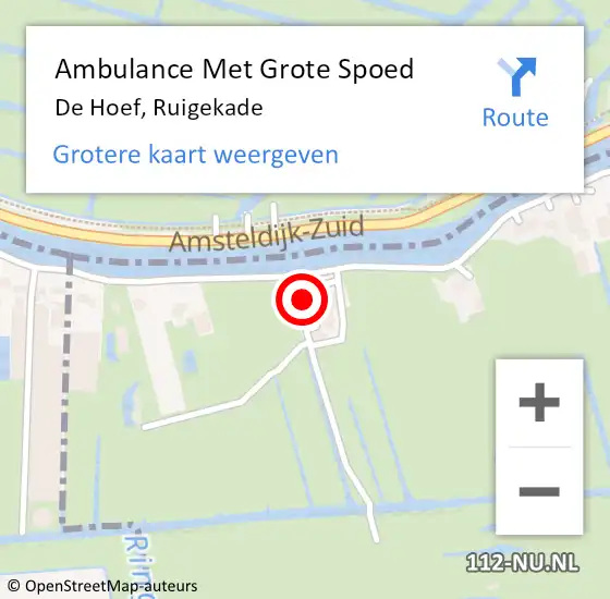 Locatie op kaart van de 112 melding: Ambulance Met Grote Spoed Naar De Hoef, Ruigekade op 20 januari 2017 14:01