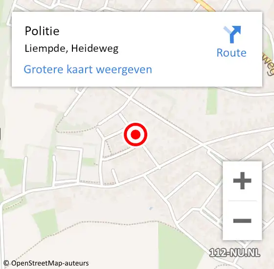 Locatie op kaart van de 112 melding: Politie Liempde, Heideweg op 20 januari 2017 14:12