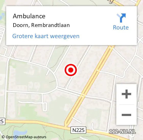 Locatie op kaart van de 112 melding: Ambulance Doorn, Rembrandtlaan op 20 januari 2017 14:43