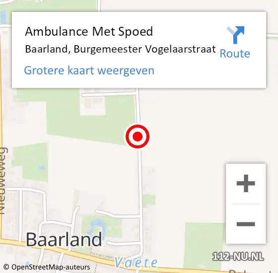 Locatie op kaart van de 112 melding: Ambulance Met Spoed Naar Baarland, Burgemeester Vogelaarstraat op 20 januari 2017 16:04