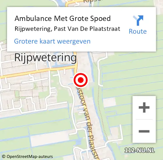 Locatie op kaart van de 112 melding: Ambulance Met Grote Spoed Naar Rijpwetering, Past Van De Plaatstraat op 20 januari 2017 16:44
