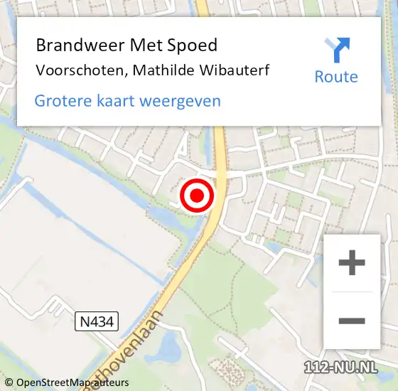 Locatie op kaart van de 112 melding: Brandweer Met Spoed Naar Voorschoten, Mathilde Wibauterf op 20 januari 2017 16:47