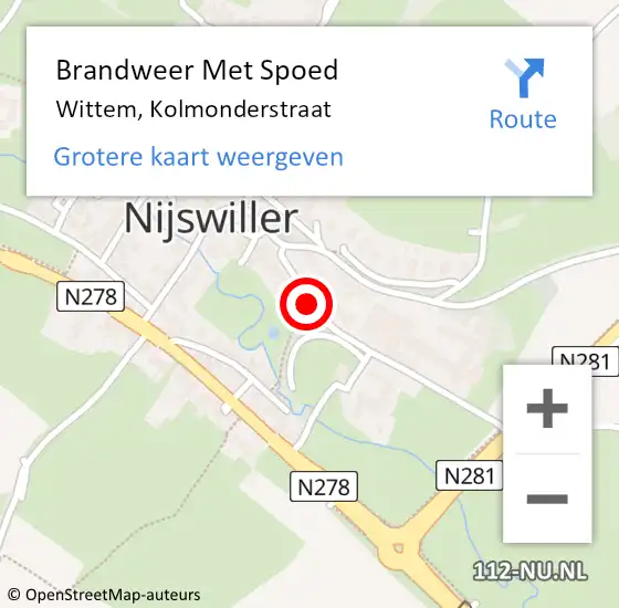 Locatie op kaart van de 112 melding: Brandweer Met Spoed Naar Wittem, Kolmonderstraat op 20 januari 2017 16:53