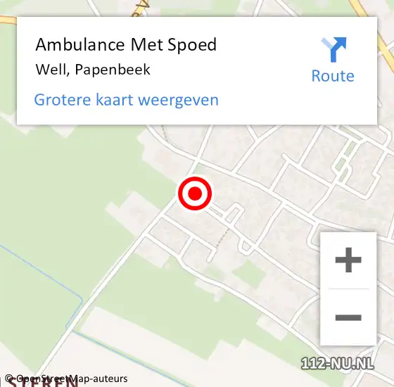 Locatie op kaart van de 112 melding: Ambulance Met Spoed Naar Well, Papenbeek op 20 januari 2017 17:14