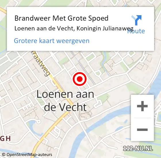 Locatie op kaart van de 112 melding: Brandweer Met Grote Spoed Naar Loenen aan de Vecht, Koningin Julianaweg op 20 januari 2017 17:52