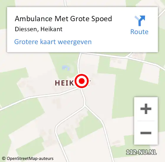 Locatie op kaart van de 112 melding: Ambulance Met Grote Spoed Naar Diessen, Heikant op 8 januari 2014 14:20