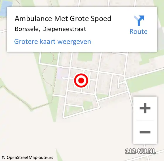 Locatie op kaart van de 112 melding: Ambulance Met Grote Spoed Naar Borssele, Diepeneestraat op 20 januari 2017 19:29