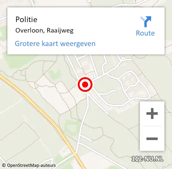 Locatie op kaart van de 112 melding: Politie Overloon, Raaijweg op 20 januari 2017 20:09