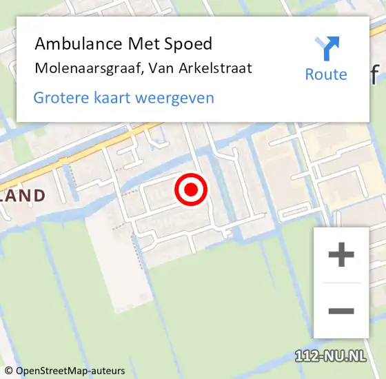 Locatie op kaart van de 112 melding: Ambulance Met Spoed Naar Molenaarsgraaf, Van Arkelstraat op 8 januari 2014 14:34