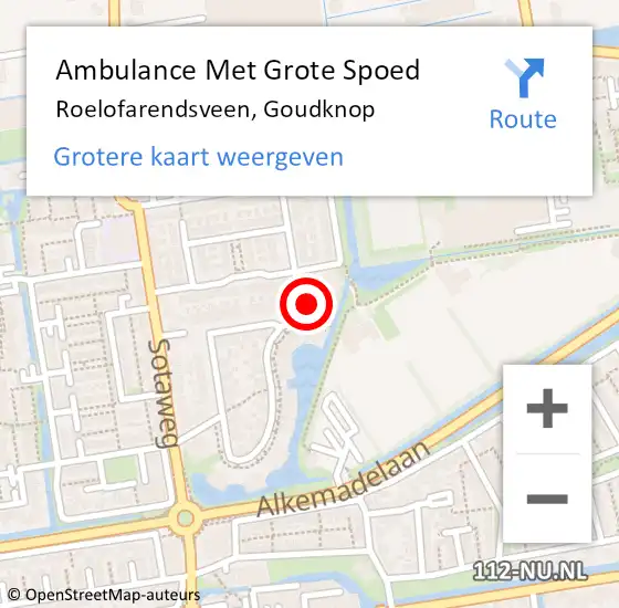 Locatie op kaart van de 112 melding: Ambulance Met Grote Spoed Naar Roelofarendsveen, Goudknop op 20 januari 2017 20:53