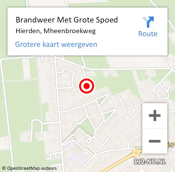 Locatie op kaart van de 112 melding: Brandweer Met Grote Spoed Naar Hierden, Mheenbroekweg op 20 januari 2017 20:59