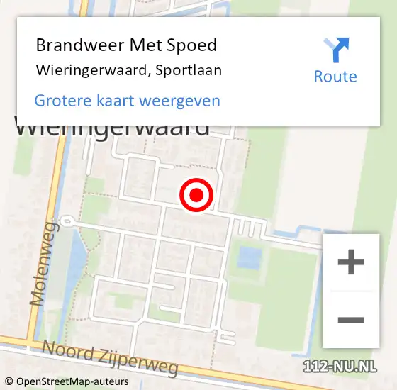 Locatie op kaart van de 112 melding: Brandweer Met Spoed Naar Wieringerwaard, Sportlaan op 20 januari 2017 21:00