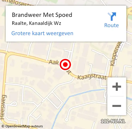 Locatie op kaart van de 112 melding: Brandweer Met Spoed Naar Raalte, Kanaaldijk Wz op 18 september 2013 17:34