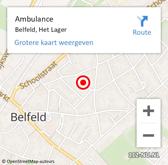 Locatie op kaart van de 112 melding: Ambulance Belfeld, Het Lager op 8 januari 2014 14:47