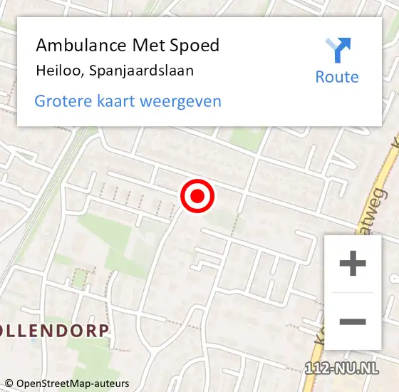 Locatie op kaart van de 112 melding: Ambulance Met Spoed Naar Heiloo, Spanjaardslaan op 21 januari 2017 00:55