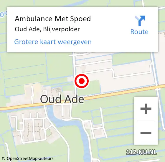 Locatie op kaart van de 112 melding: Ambulance Met Spoed Naar Oud Ade, Blijverpolder op 21 januari 2017 04:22