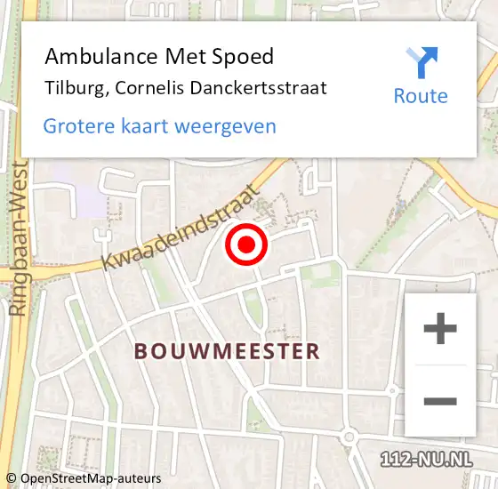 Locatie op kaart van de 112 melding: Ambulance Met Spoed Naar Tilburg, Cornelis Danckertsstraat op 21 januari 2017 04:44