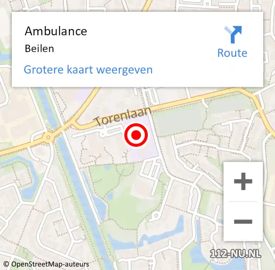 Locatie op kaart van de 112 melding: Ambulance Beilen op 21 januari 2017 05:24