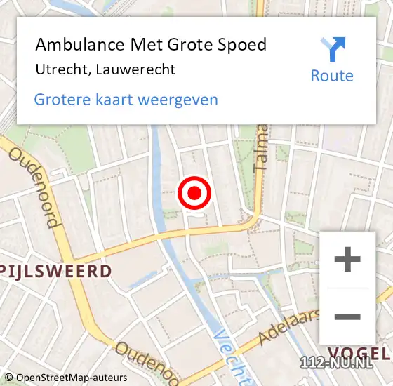 Locatie op kaart van de 112 melding: Ambulance Met Grote Spoed Naar Utrecht, Lauwerecht op 21 januari 2017 06:27