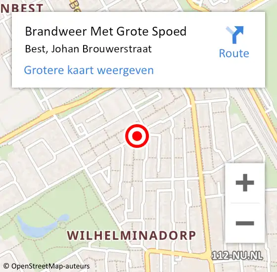 Locatie op kaart van de 112 melding: Brandweer Met Grote Spoed Naar Best, Johan Brouwerstraat op 21 januari 2017 07:26