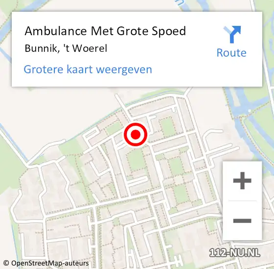 Locatie op kaart van de 112 melding: Ambulance Met Grote Spoed Naar Bunnik, 't Woerel op 21 januari 2017 08:06