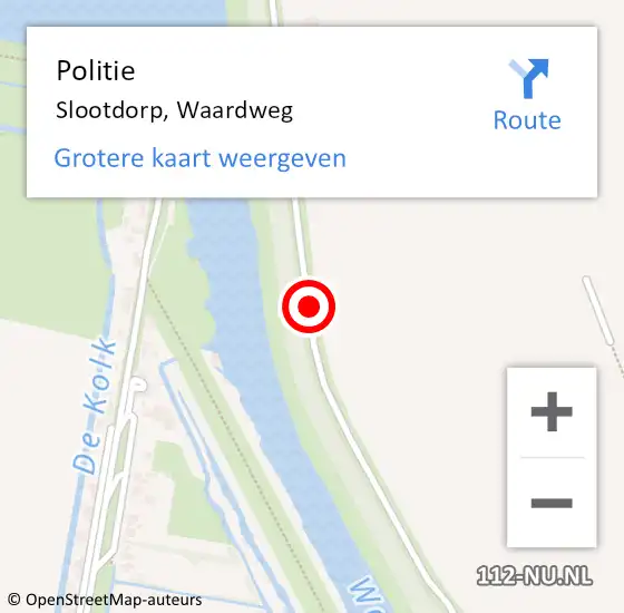 Locatie op kaart van de 112 melding: Politie Slootdorp, Waardweg op 21 januari 2017 08:34