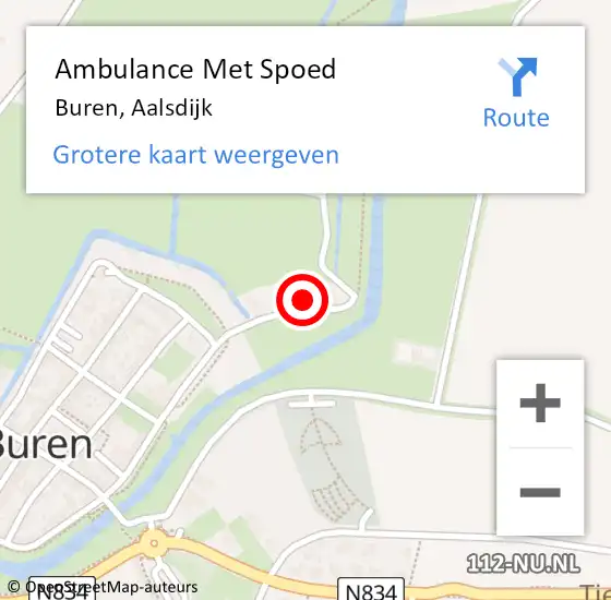 Locatie op kaart van de 112 melding: Ambulance Met Spoed Naar Buren, Aalsdijk op 21 januari 2017 09:40