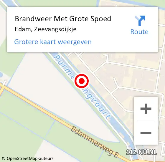 Locatie op kaart van de 112 melding: Brandweer Met Grote Spoed Naar Edam, Zeevangsdijkje op 21 januari 2017 10:12