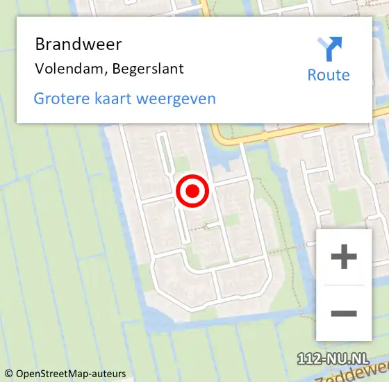 Locatie op kaart van de 112 melding: Brandweer Volendam, Begerslant op 21 januari 2017 10:29