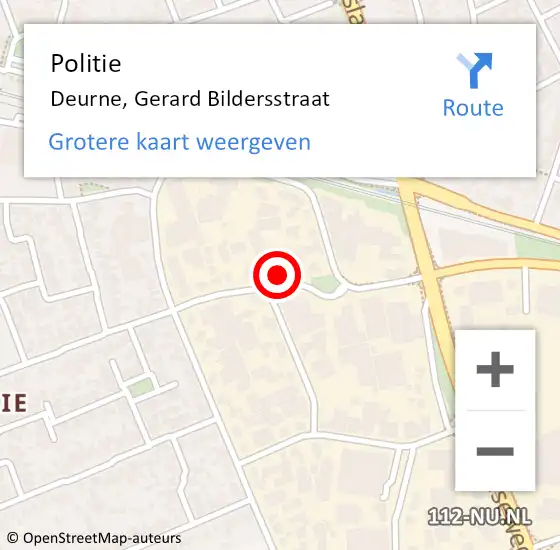 Locatie op kaart van de 112 melding: Politie Deurne, Gerard Bildersstraat op 21 januari 2017 10:41