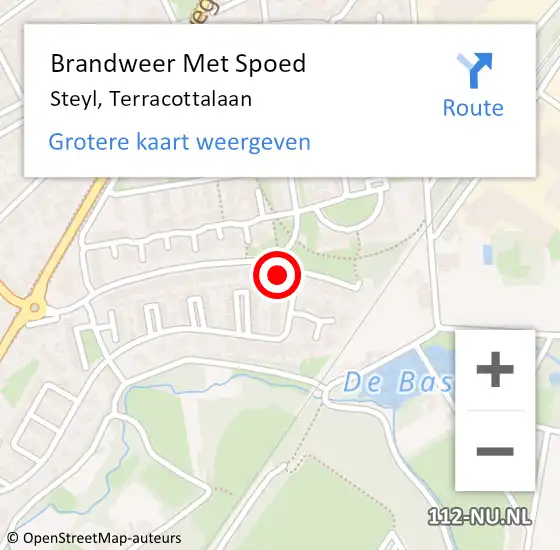 Locatie op kaart van de 112 melding: Brandweer Met Spoed Naar Steyl, Terracottalaan op 21 januari 2017 10:59