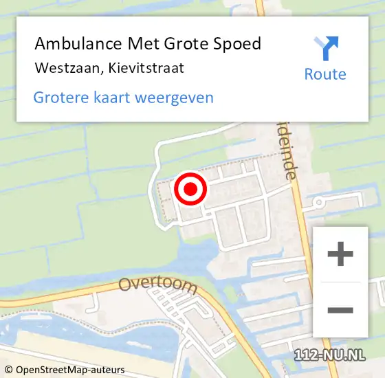 Locatie op kaart van de 112 melding: Ambulance Met Grote Spoed Naar Westzaan, Kievitstraat op 21 januari 2017 11:08