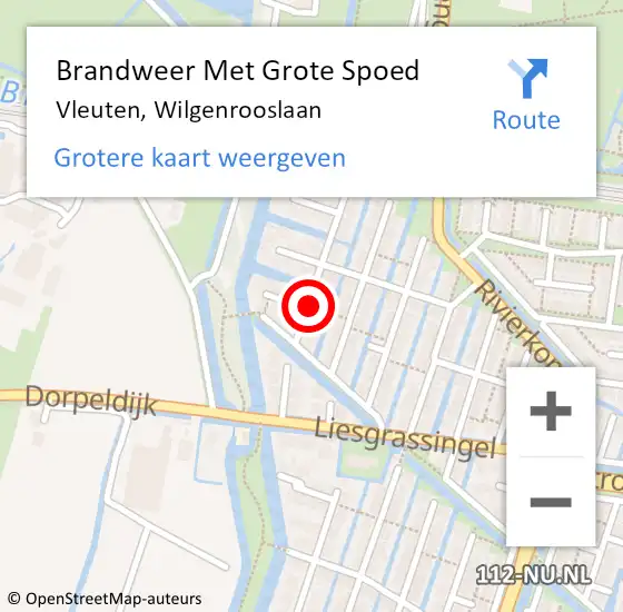 Locatie op kaart van de 112 melding: Brandweer Met Grote Spoed Naar Vleuten, Wilgenrooslaan op 21 januari 2017 11:14