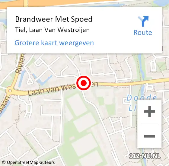 Locatie op kaart van de 112 melding: Brandweer Met Spoed Naar Tiel, Laan Van Westroijen op 21 januari 2017 12:39