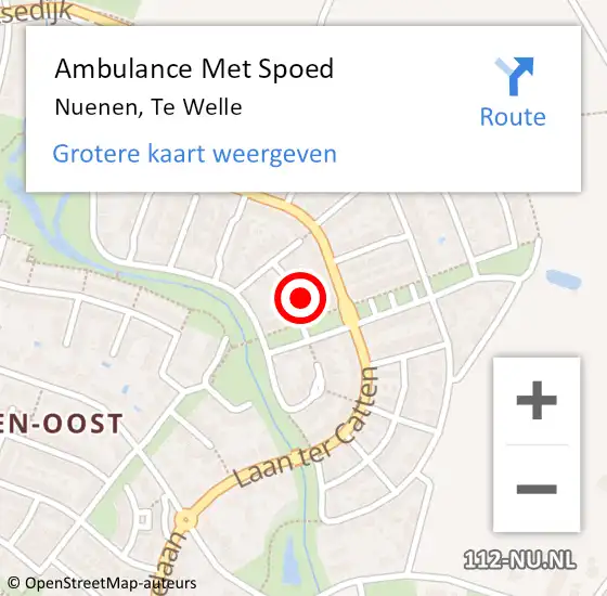 Locatie op kaart van de 112 melding: Ambulance Met Spoed Naar Nuenen, Te Welle op 21 januari 2017 13:15