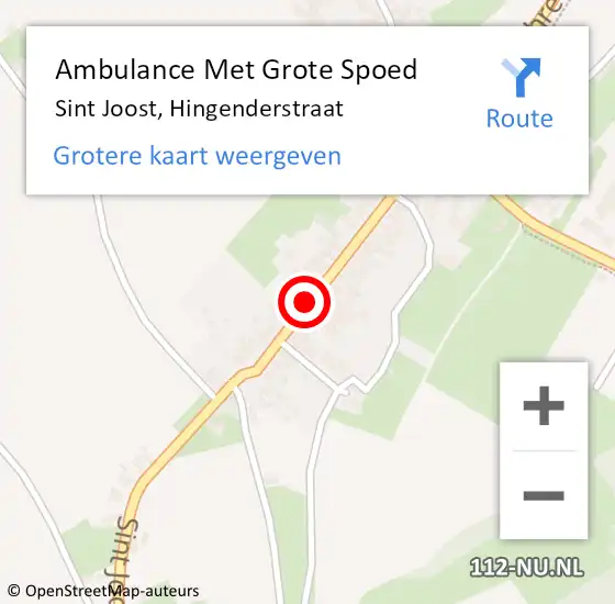 Locatie op kaart van de 112 melding: Ambulance Met Grote Spoed Naar Sint Joost, Hingenderstraat op 21 januari 2017 13:32