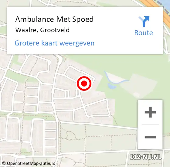 Locatie op kaart van de 112 melding: Ambulance Met Spoed Naar Waalre, Grootveld op 21 januari 2017 15:45