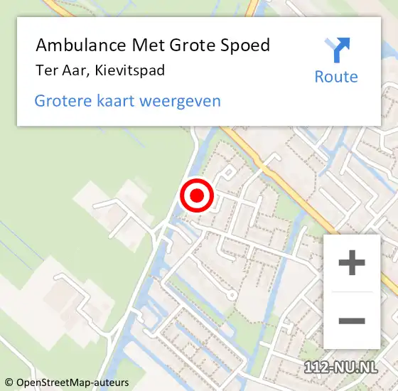 Locatie op kaart van de 112 melding: Ambulance Met Grote Spoed Naar Ter Aar, Kievitspad op 21 januari 2017 15:49