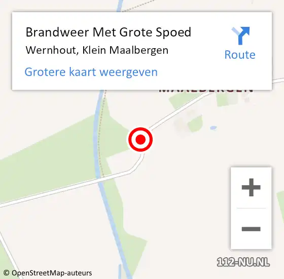 Locatie op kaart van de 112 melding: Brandweer Met Grote Spoed Naar Wernhout, Klein Maalbergen op 21 januari 2017 16:34