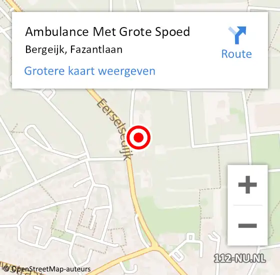 Locatie op kaart van de 112 melding: Ambulance Met Grote Spoed Naar Bergeijk, Fazantlaan op 21 januari 2017 16:56