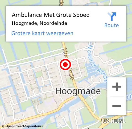 Locatie op kaart van de 112 melding: Ambulance Met Grote Spoed Naar Hoogmade, Noordeinde op 21 januari 2017 17:34