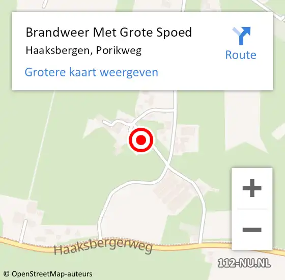 Locatie op kaart van de 112 melding: Brandweer Met Grote Spoed Naar Haaksbergen, Porikweg op 21 januari 2017 17:34