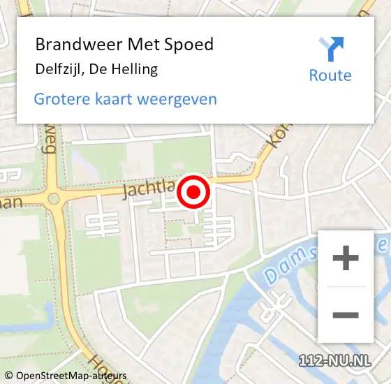 Locatie op kaart van de 112 melding: Brandweer Met Spoed Naar Delfzijl, De Helling op 21 januari 2017 17:40