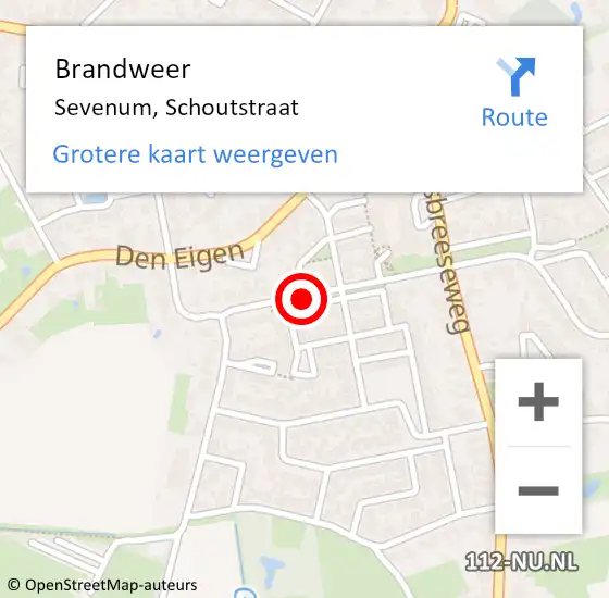 Locatie op kaart van de 112 melding: Brandweer Sevenum, Schoutstraat op 8 januari 2014 15:53