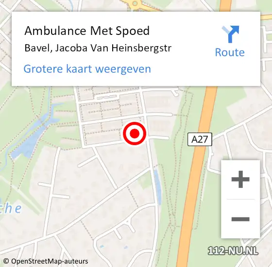 Locatie op kaart van de 112 melding: Ambulance Met Spoed Naar Bavel, Jacoba Van Heinsbergstr op 21 januari 2017 18:19