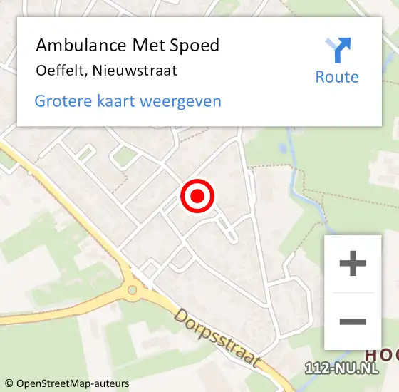 Locatie op kaart van de 112 melding: Ambulance Met Spoed Naar Oeffelt, Nieuwstraat op 21 januari 2017 18:34